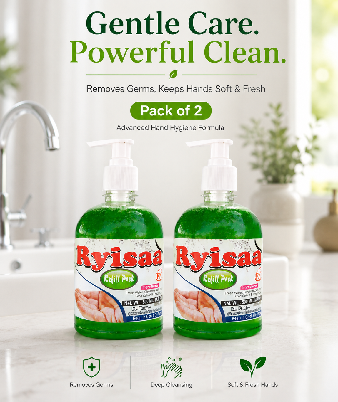 Ryisaa Glycerin Liquid Hand Wash Refill - Pack of 2