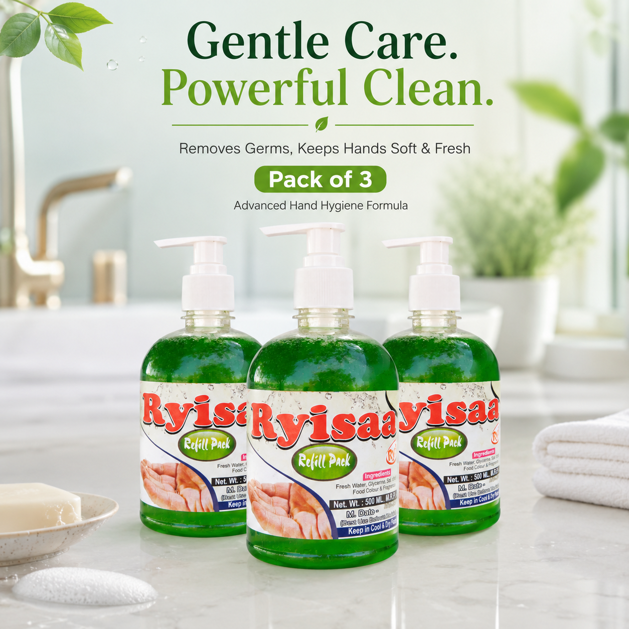Ryisaa Glycerin Liquid Hand Wash Refill - Pack of 3