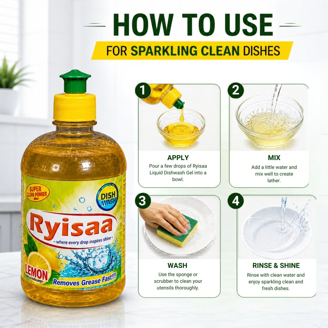 Ryisaa Lemon Extract Dishwashing Liquid - Pack of 3