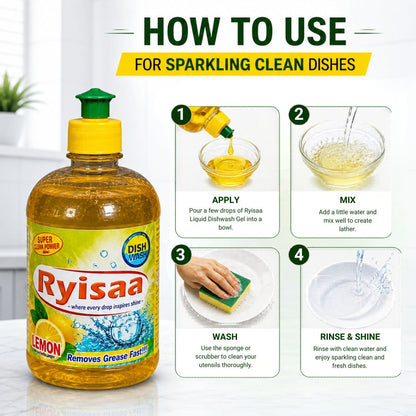 Ryisaa Lemon Extract Dishwashing Liquid - Pack of 5 - usage view
